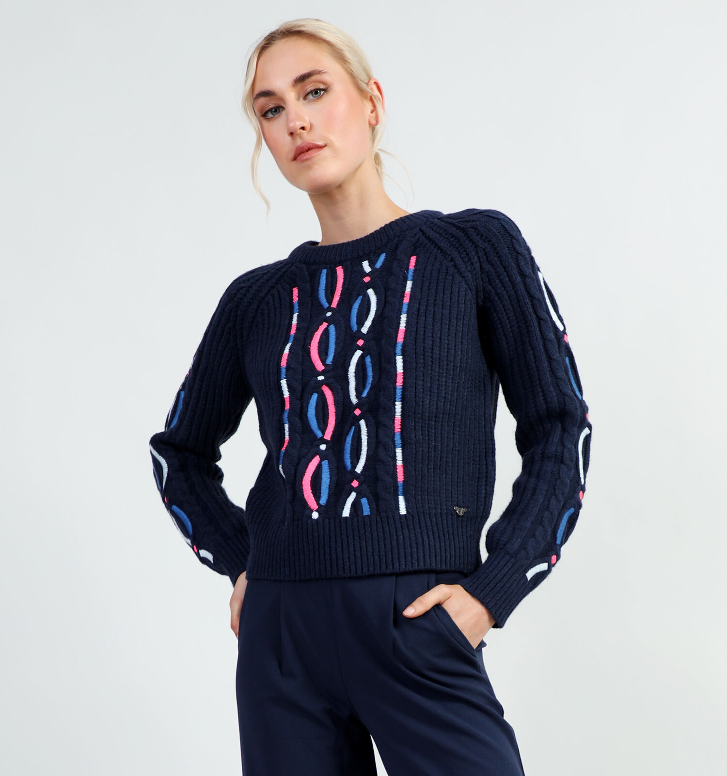 Kabeltrui dames blauw online