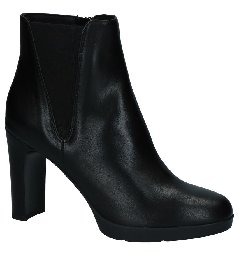 Geox Zwarte Enkellaarzen met High Heels in leer (225564)