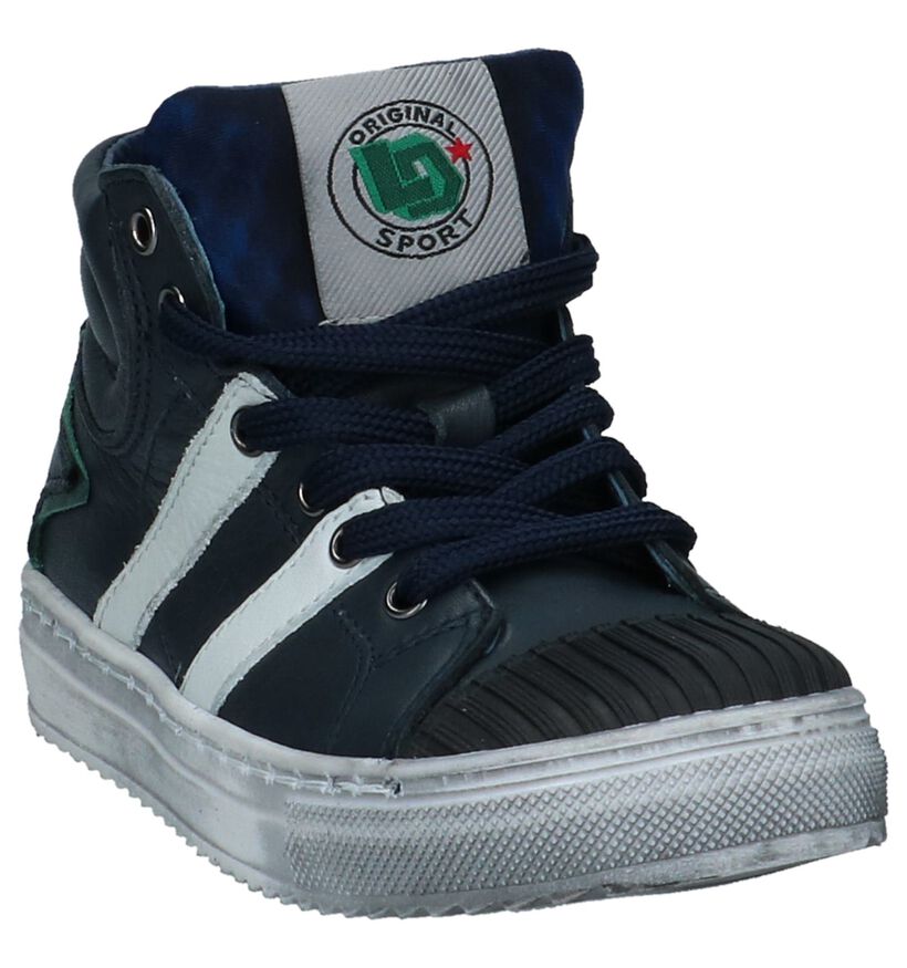 Little David Karl Donker Blauwe Hoge Sneakers in leer (232492)
