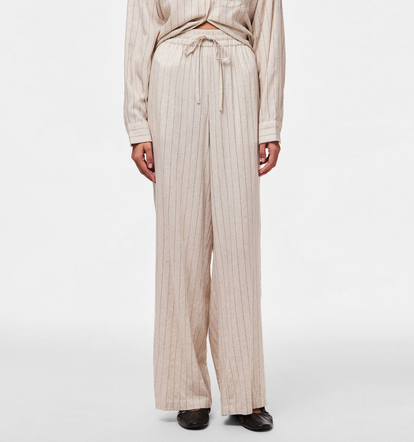 Pieces Pia Lichtbeige Linnen Broek voor dames (367062)
