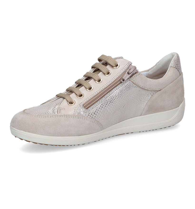 Geox Myria Beige Veterschoenen in daim (311609)