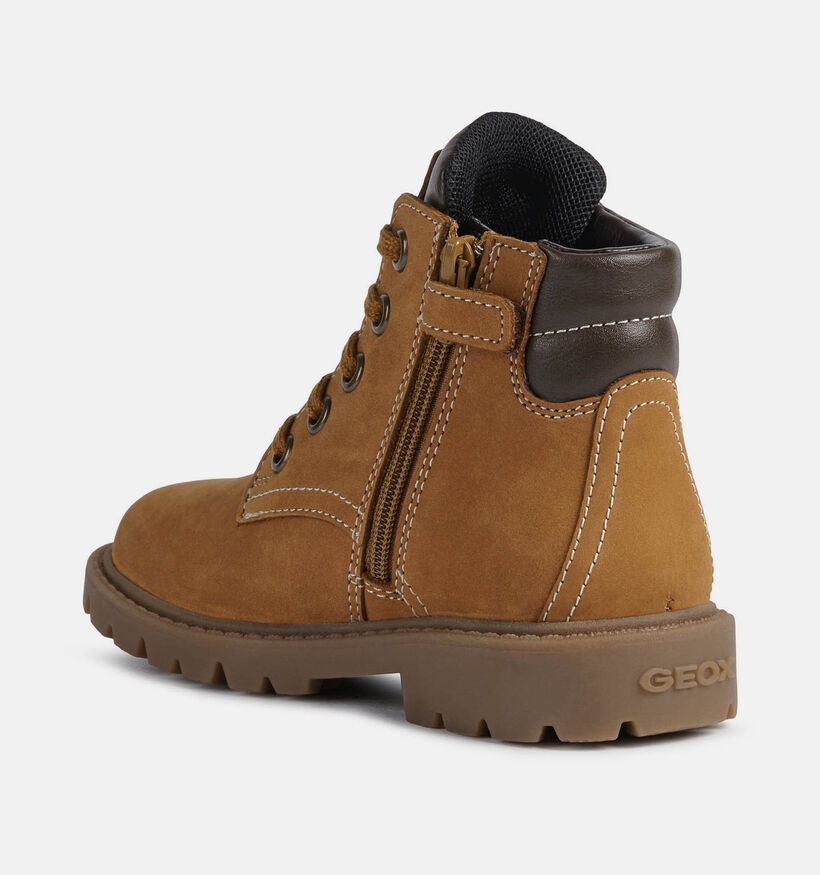 Geox Shaylax Bruine Boots met Veter en Rits voor jongens (377716) - geschikt voor steunzolen