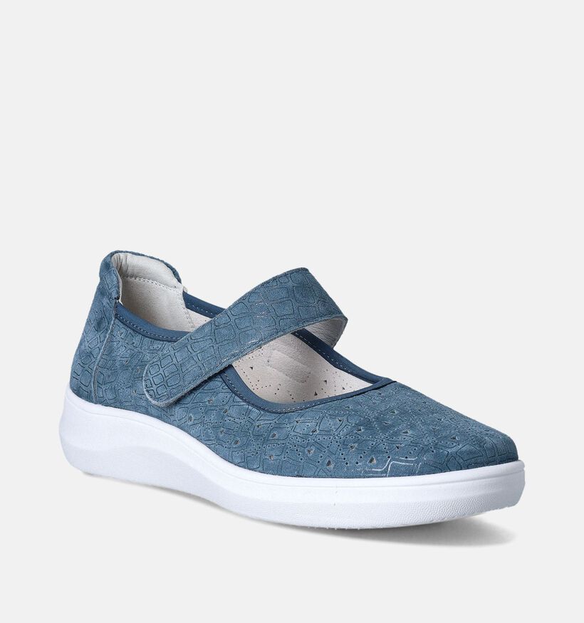 G-Comfort Blauwe Comfortschoenen met Band voor dames (357727) - geschikt voor steunzolen