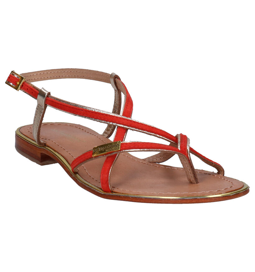 Les Tropeziennes Monagold Oranje Sandalen in daim (275040)