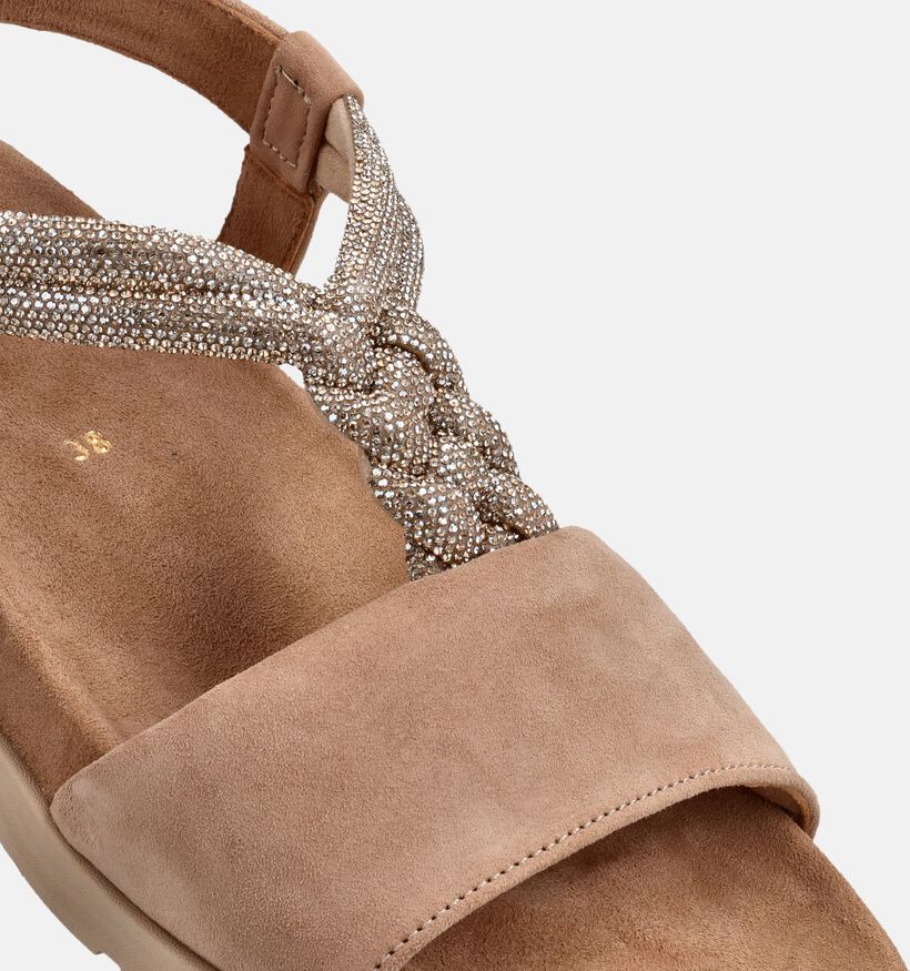 Gabor Donkerbeige Platte Sandalen voor dames (373318)