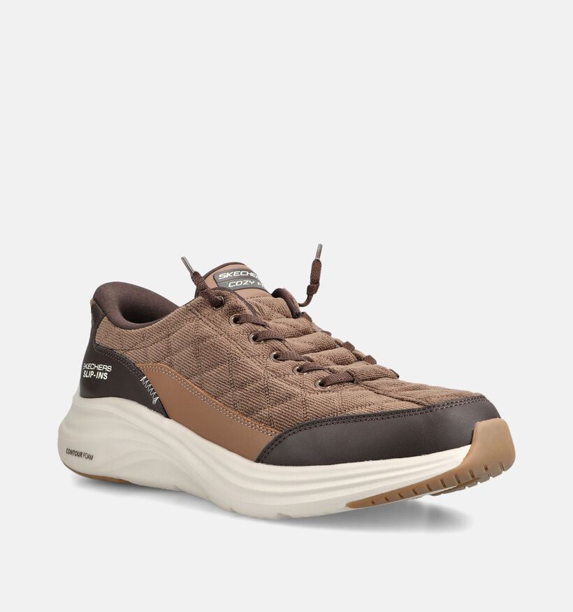 Skechers Contour Foam Cordelux Bruine Slip-ins voor heren (376900) - geschikt voor steunzolen