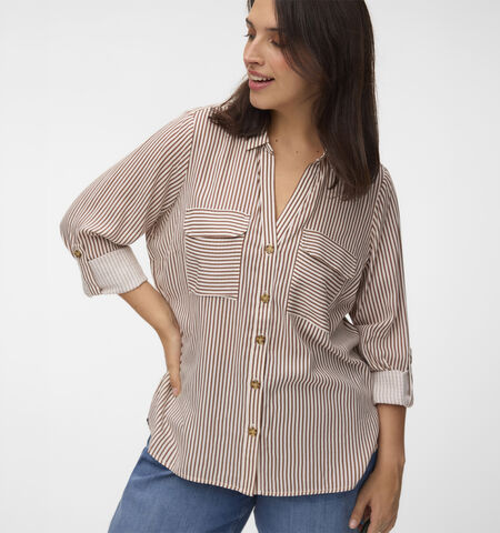 Vero Moda Curve Blouses Wit/Bruin/Roze