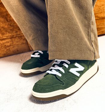 New Balance 480 Low Baskets White/ Black/White/ Dark Alpine Green