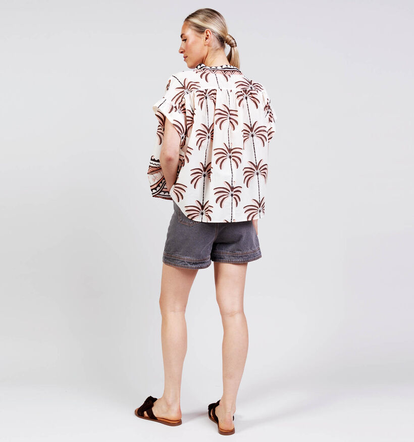 Orfeo Nah Lichtbeige/Bruine Blouse Palm Trees voor dames (375187)