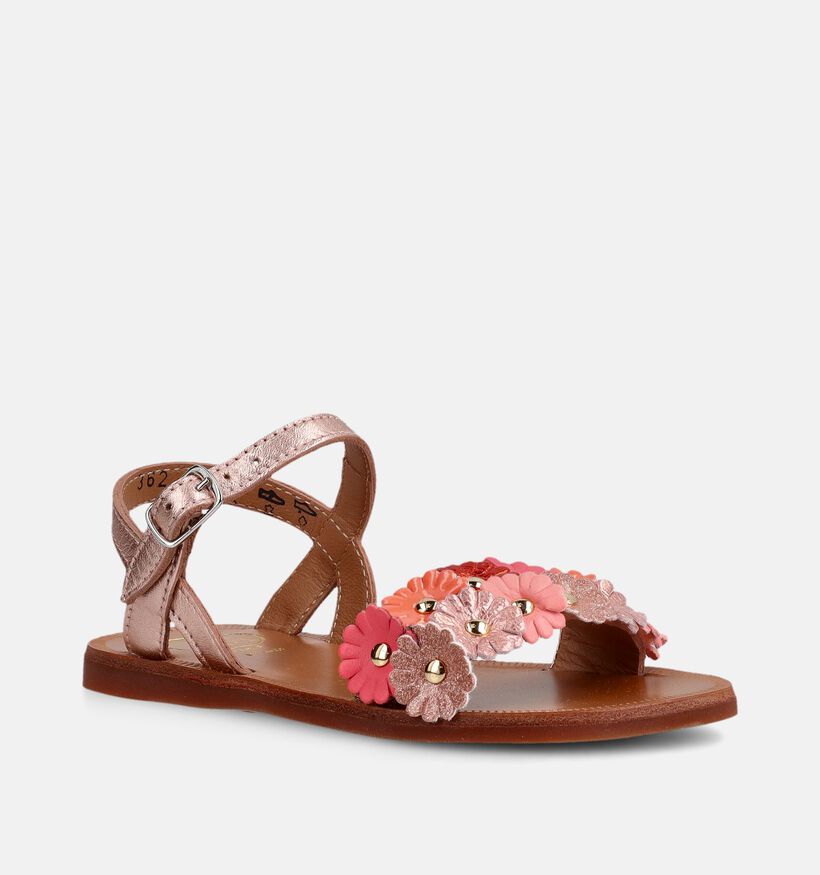 Pom d'Api Plagette Sandales en Or ros&eacute; pour filles (370282)