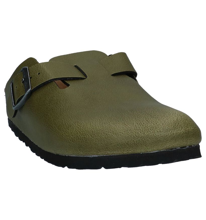 Olijfgroene Birkenstock Boston Vegan Slippers in kunstleer (231554)