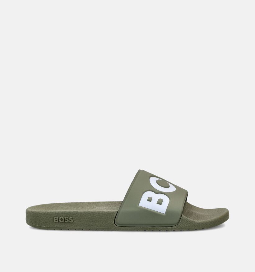 BOSS Aryeh Slide Claquettes en Vert kaki pour hommes (369004)