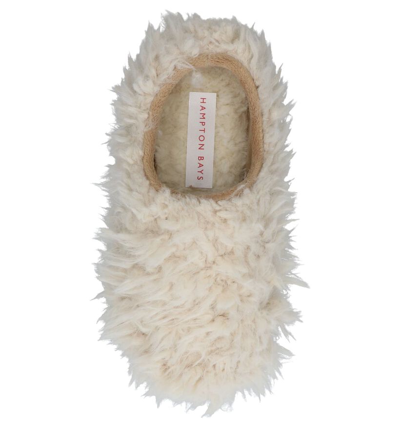 Hampton Bays Pantoufles fermées en Écru en faux fur (232362)