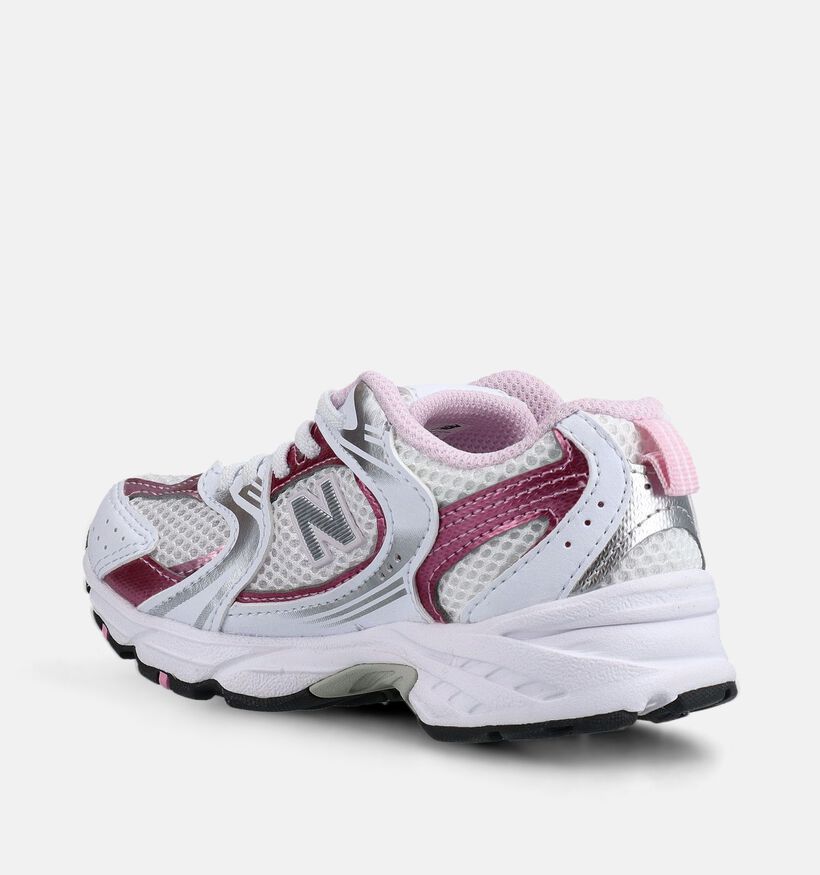 New Balance 530 Baskets basses en Blanc/Rose pour filles (375133) - pour semelles orthop&eacute;diques