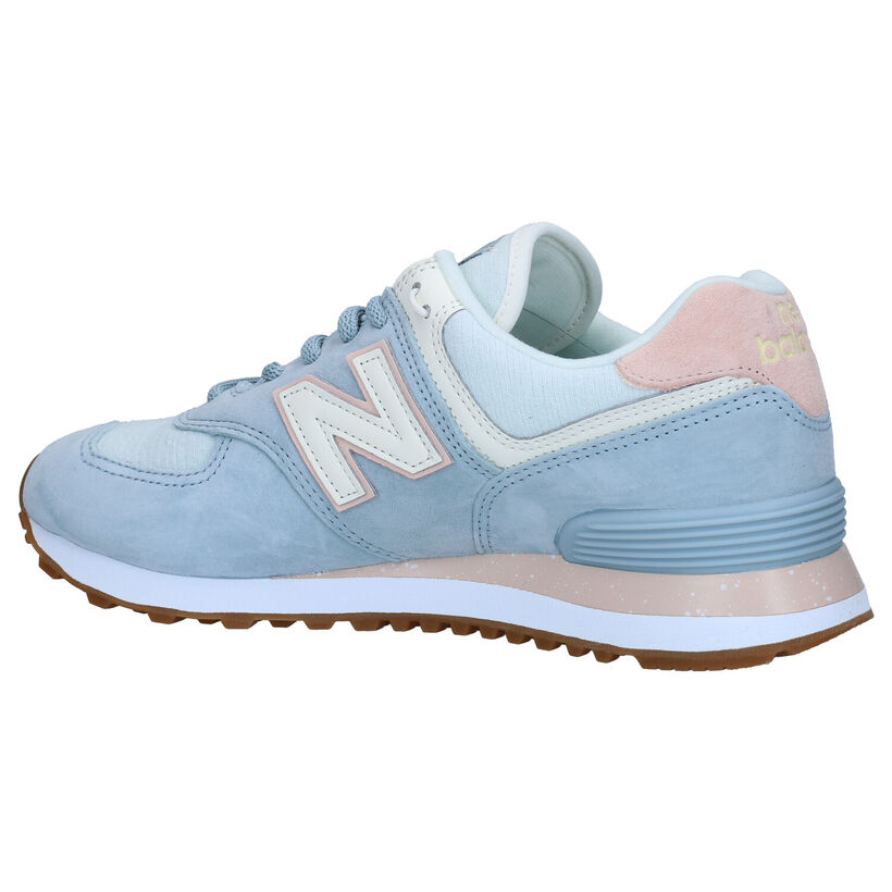 New Balance WL574 Baskets en rose en cuir (293644)