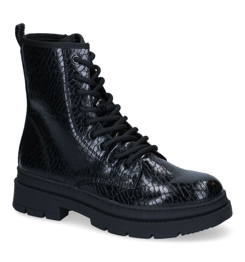 Tamaris Boots à lacets en Noir en simili cuir (297114)