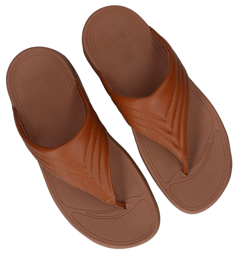 FitFlop Walkstar Cognac Teenslippers in leer (293468)