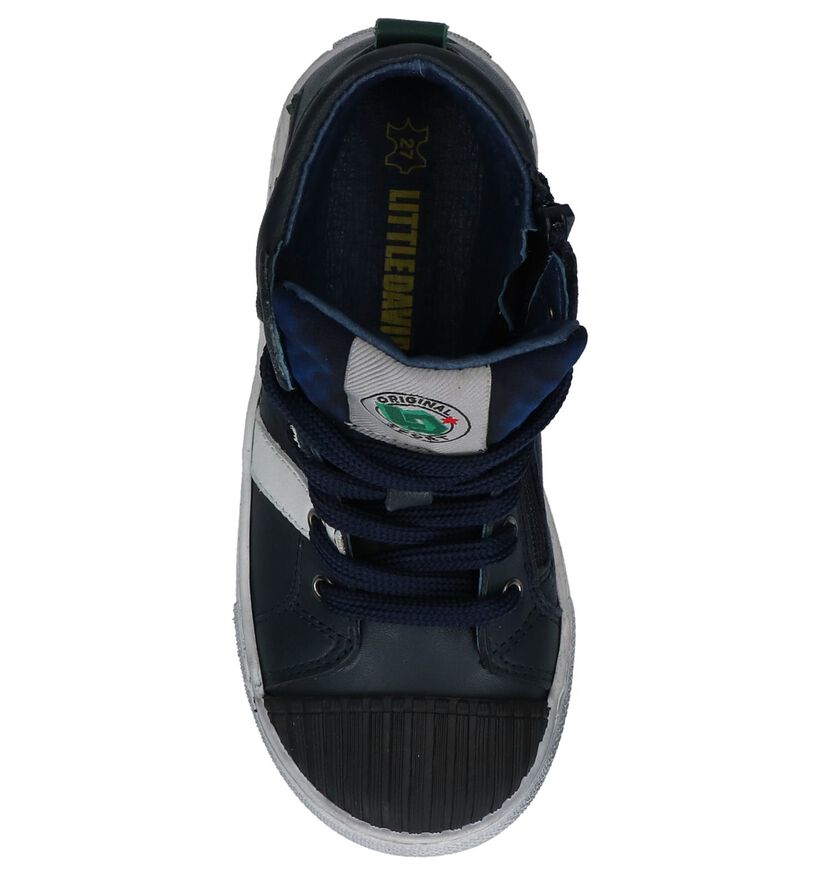 Little David Karl Donker Blauwe Hoge Sneakers in leer (232492)