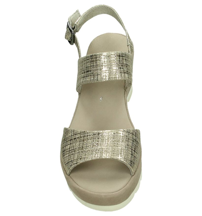 Gabor Zilveren Metallic Sandalen met Sleehak, , pdp