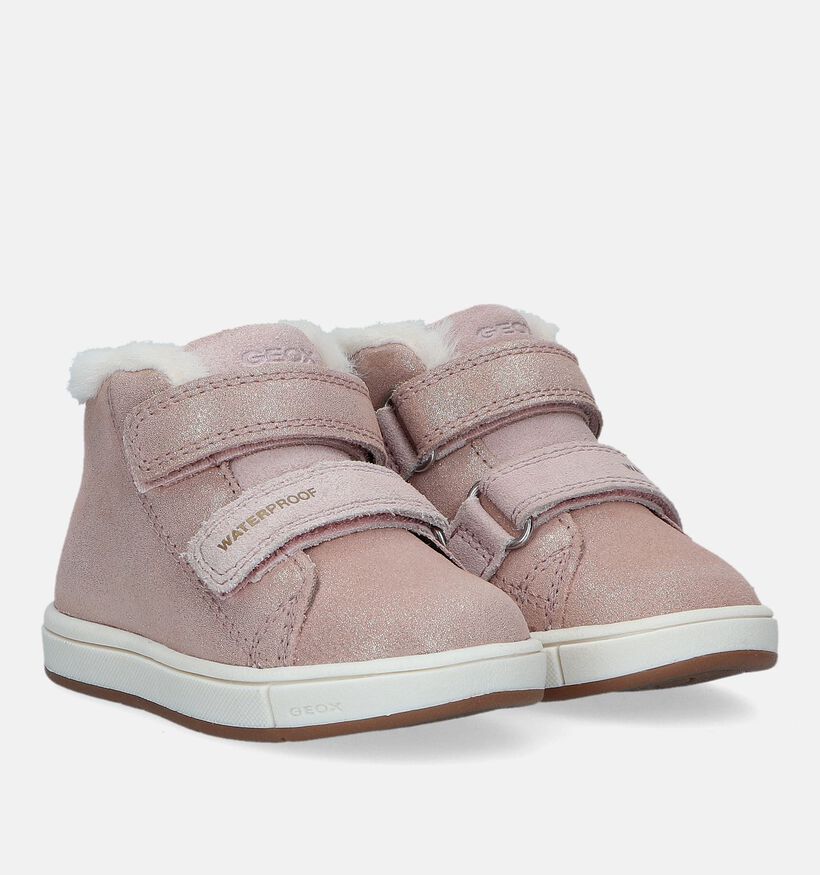 Geox Trottola Chaussuresà velcro étanches en Rose pour filles (328500) - pour semelles orthopédiques
