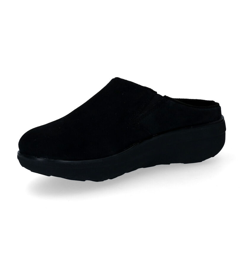 FitFlop Loaff Suede Clog Zwarte Pantoffels in daim (295130)