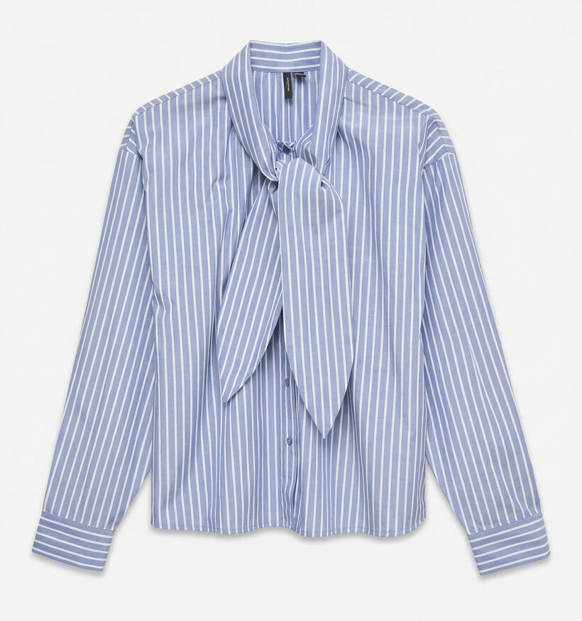 Vero Moda Milena Tie Chemise en Bleu/Blanc pour femmes (374979)