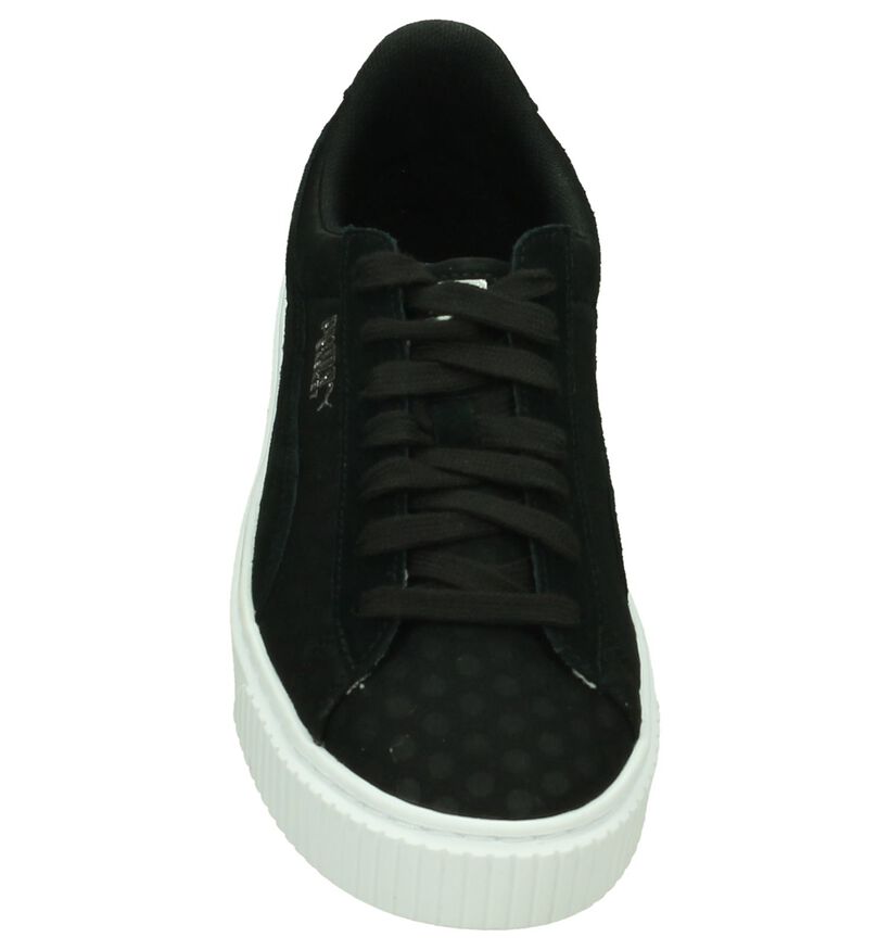 Puma Basket Platform Zwarte Sneakers in stof (199458)