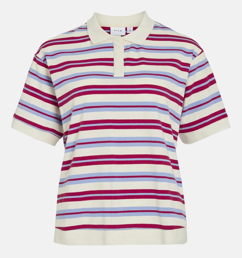 Vila Noro Ecru/Rode Polo T-shirt voor dames (367335)