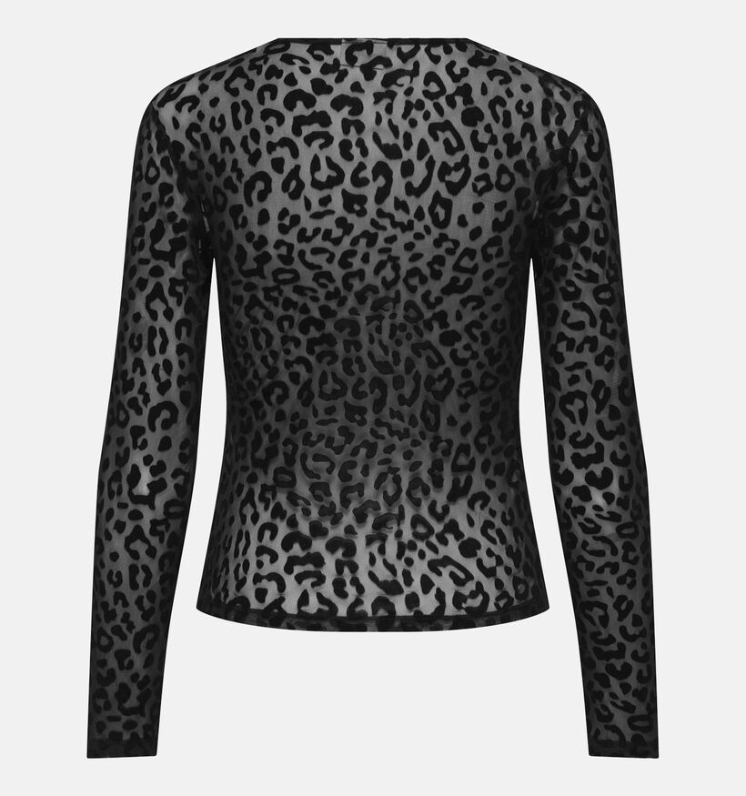 JDY Ruby Black Flower Mesh Zwarte T-shirt JDY Ruby Black Leo Mesh Zwarte T-shirt voor dames (365279)