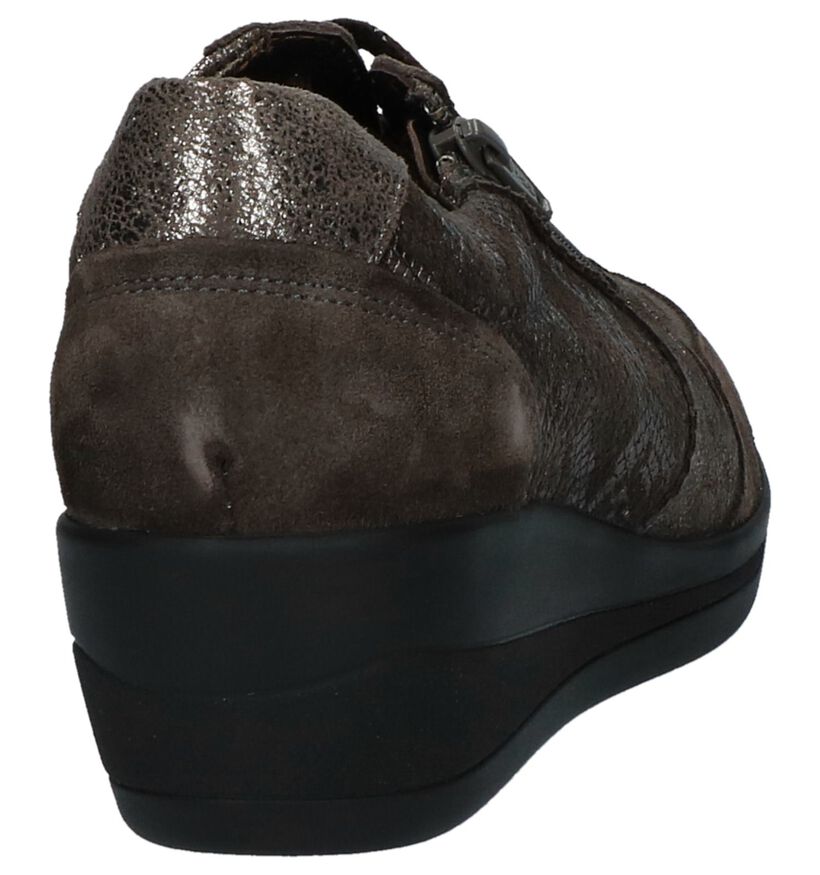 Xsensible Dalia Taupe Veterschoenen met Sleehak, , pdp