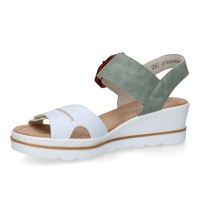 Rieker Sandales talon compensé en Blanc pour femmes (354959)