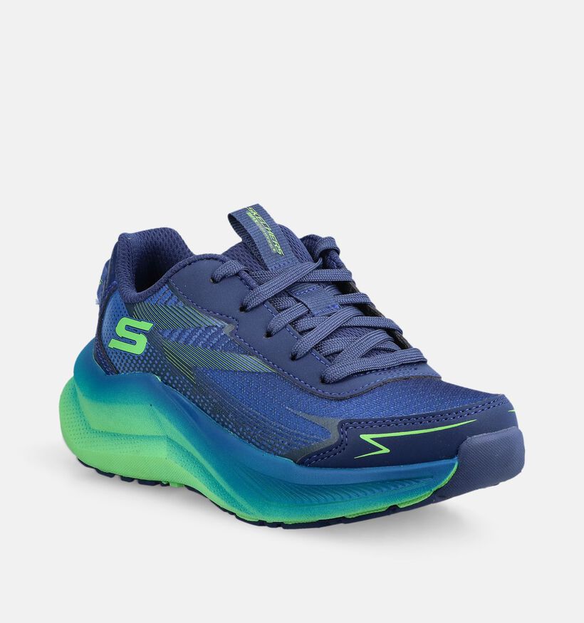 Skechers Max Cushioning Ascender Baskets basses en Bleu/Vert pour filles, gar&ccedil;ons (377112)