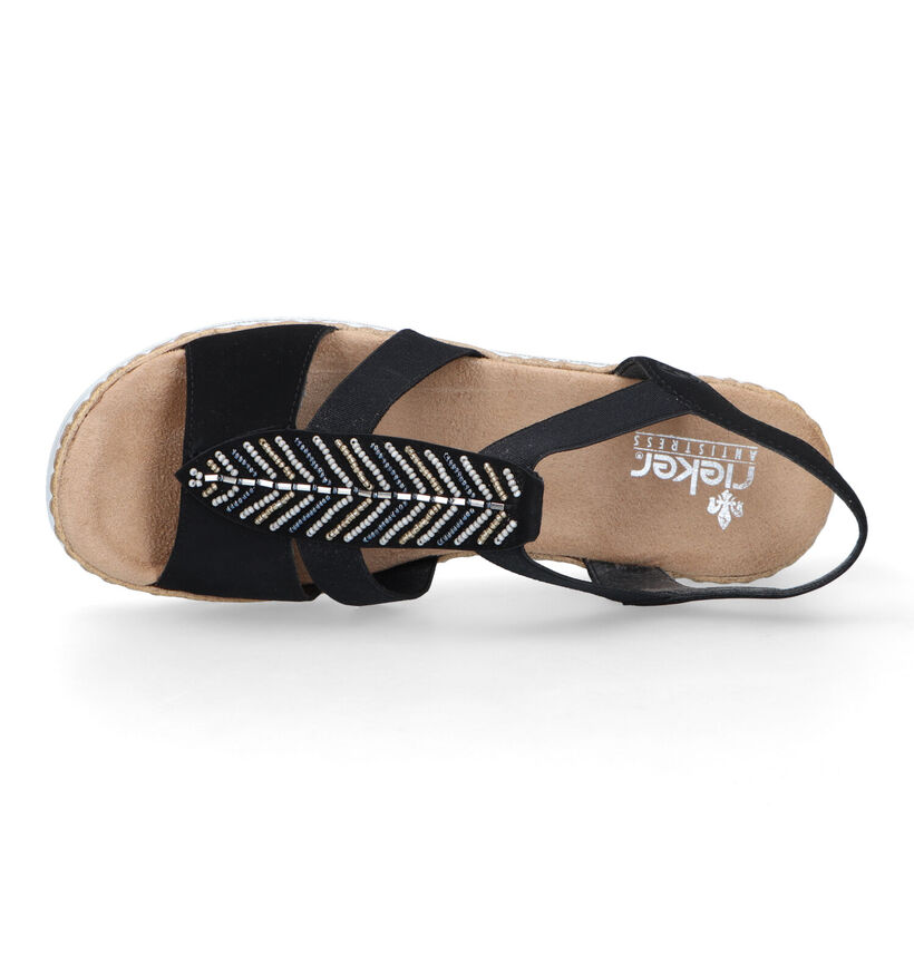 Rieker Zwarte Sandalen met Sleehak voor dames (323595)