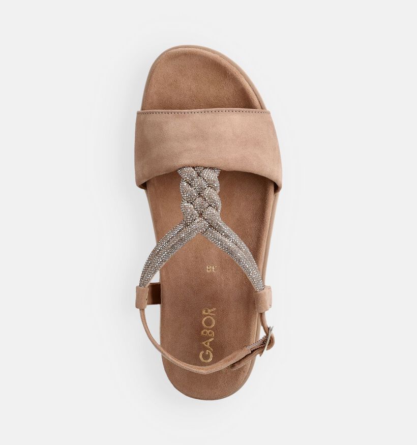 Gabor Donkerbeige Platte Sandalen voor dames (373318)