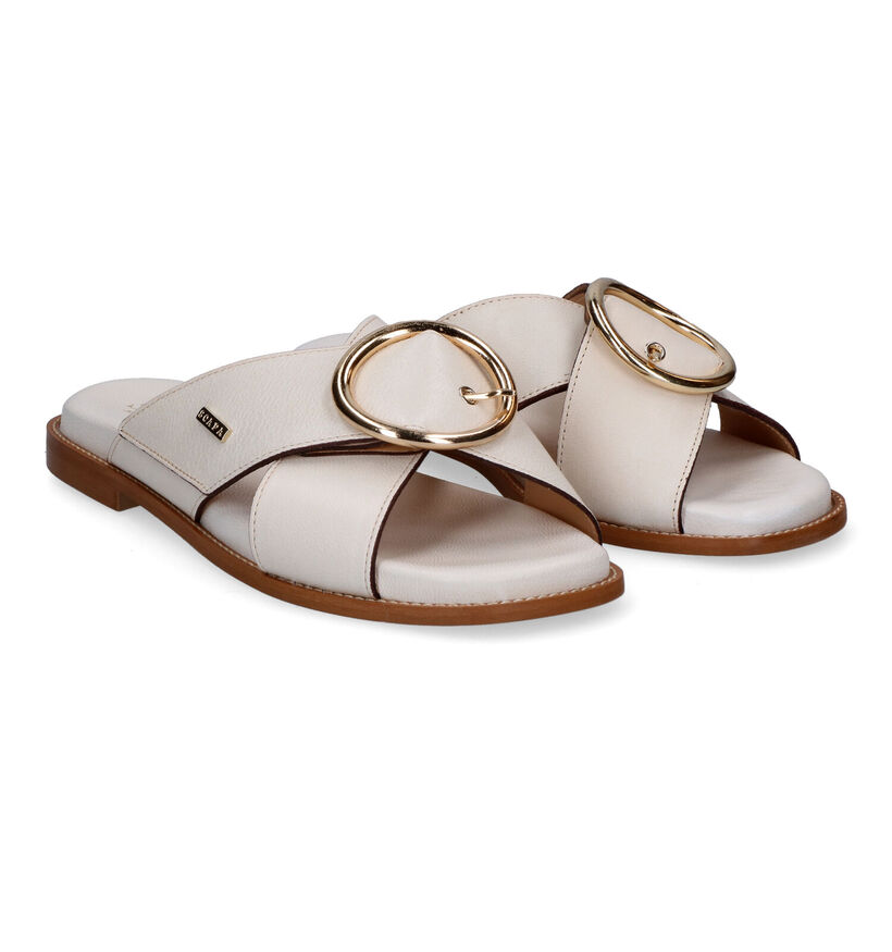 Scapa Nu-pieds plates en Beige clair en cuir (307259)
