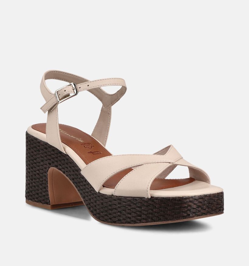 Tamaris Lichtbeige Sandalen op blokhak voor dames (371701)