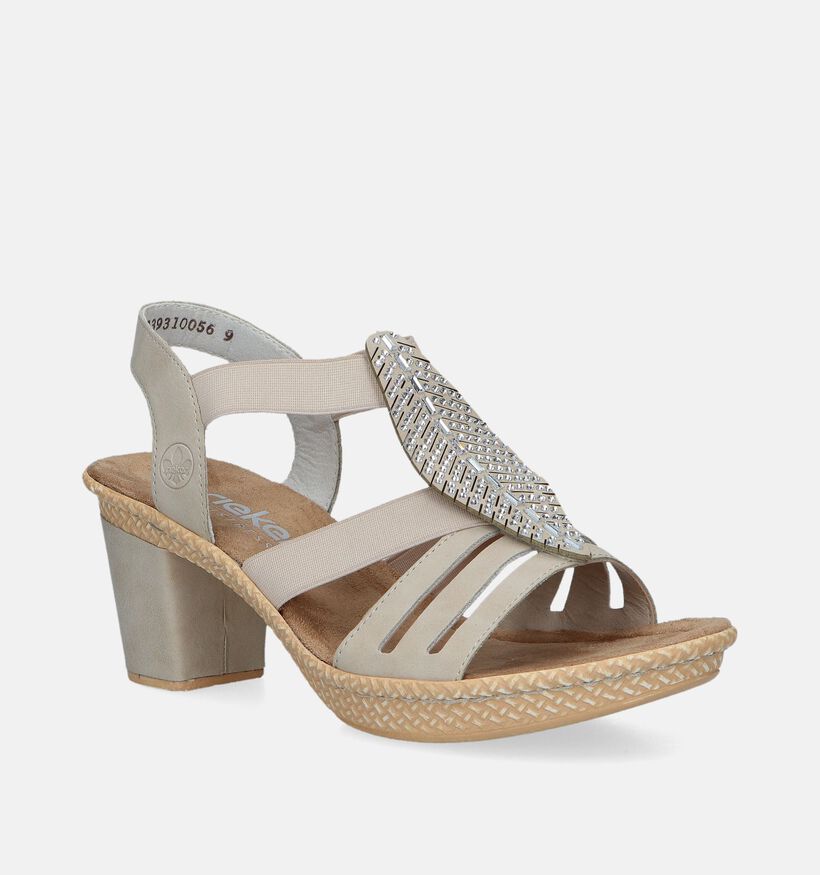 Rieker Sandales à talons en Beige pour femmes (339133)