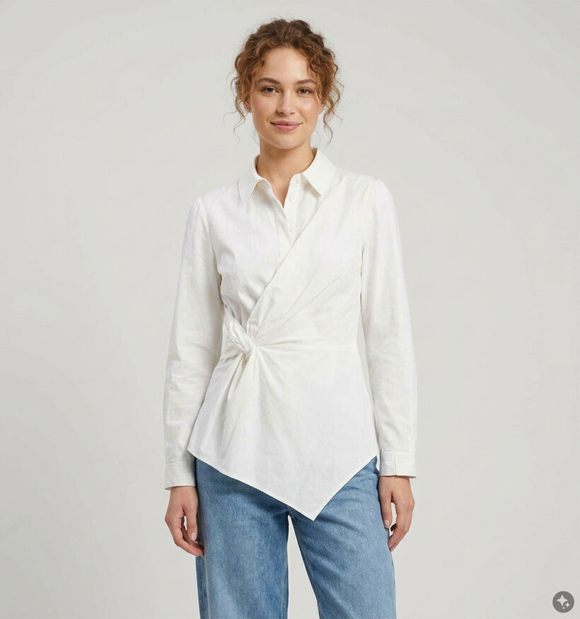 Vero Moda Ritta Knot Chemise en Blanc pour femmes (381939)