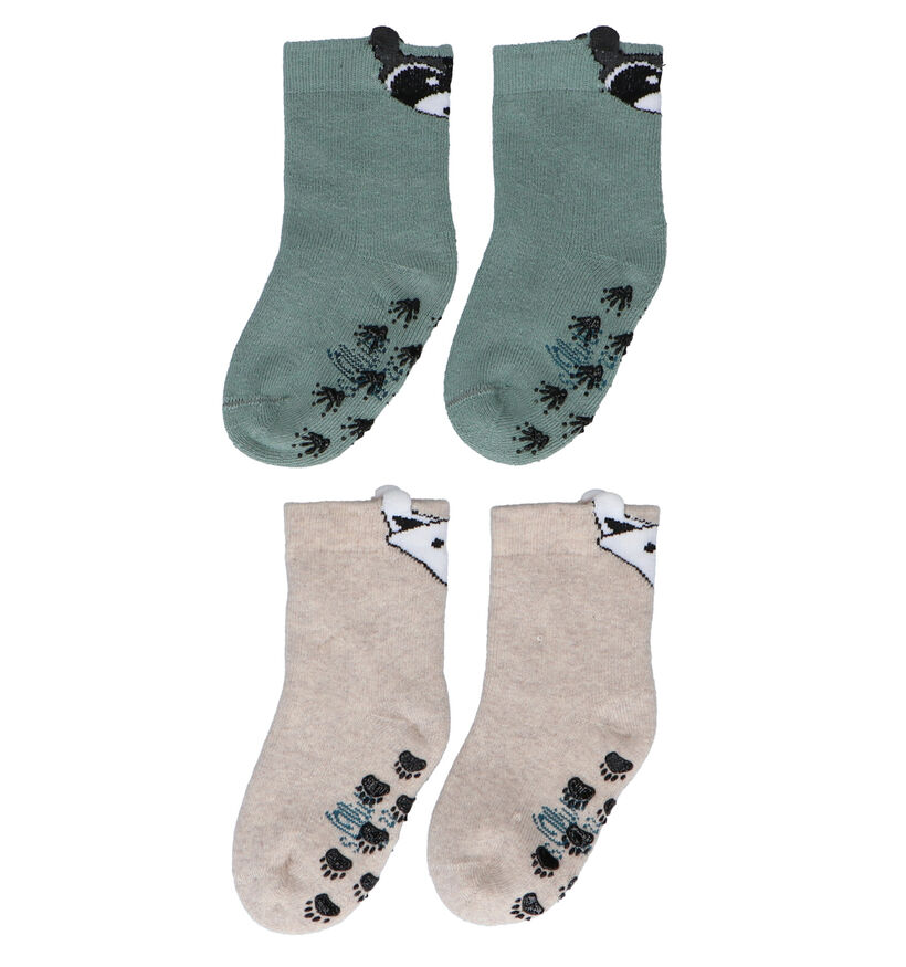 S.Oliver Chaussettes Antidérapante en Beige/Vert - 2 Paires (260606)