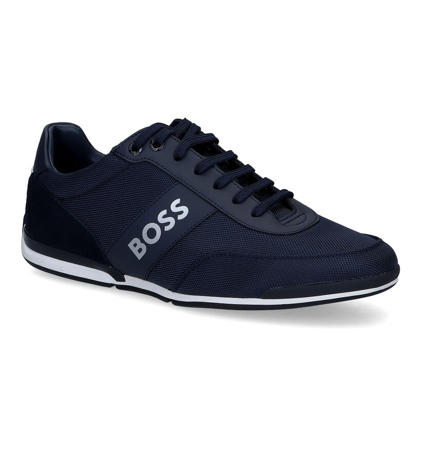 Boss Saturn Low Blauwe Veterschoenen voor heren (303280) - geschikt voor steunzolen