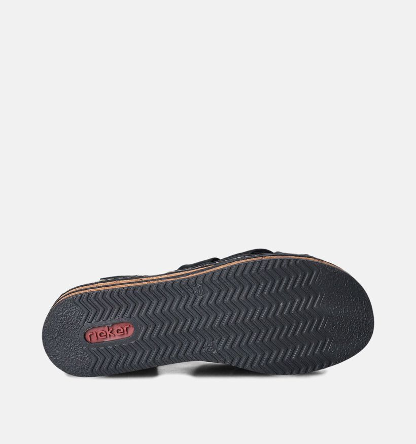 Rieker Sandales talon compensé en Noir pour femmes (354947)