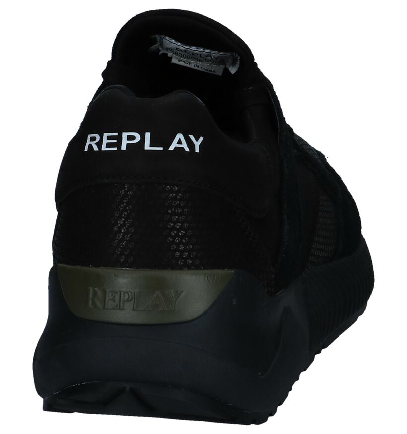 Zwarte Slip-on Sneakers Replay in stof (231706)