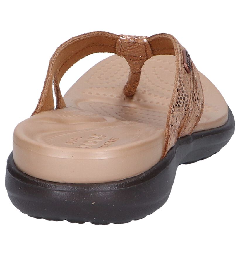 Crocs Capri Nu-pieds à talons en Bronze en cuir (244741)