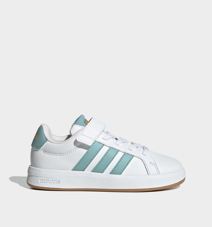 adidas Grand Court 3.0 Baskets en Blanc/Vert pour gar&ccedil;ons (375460)