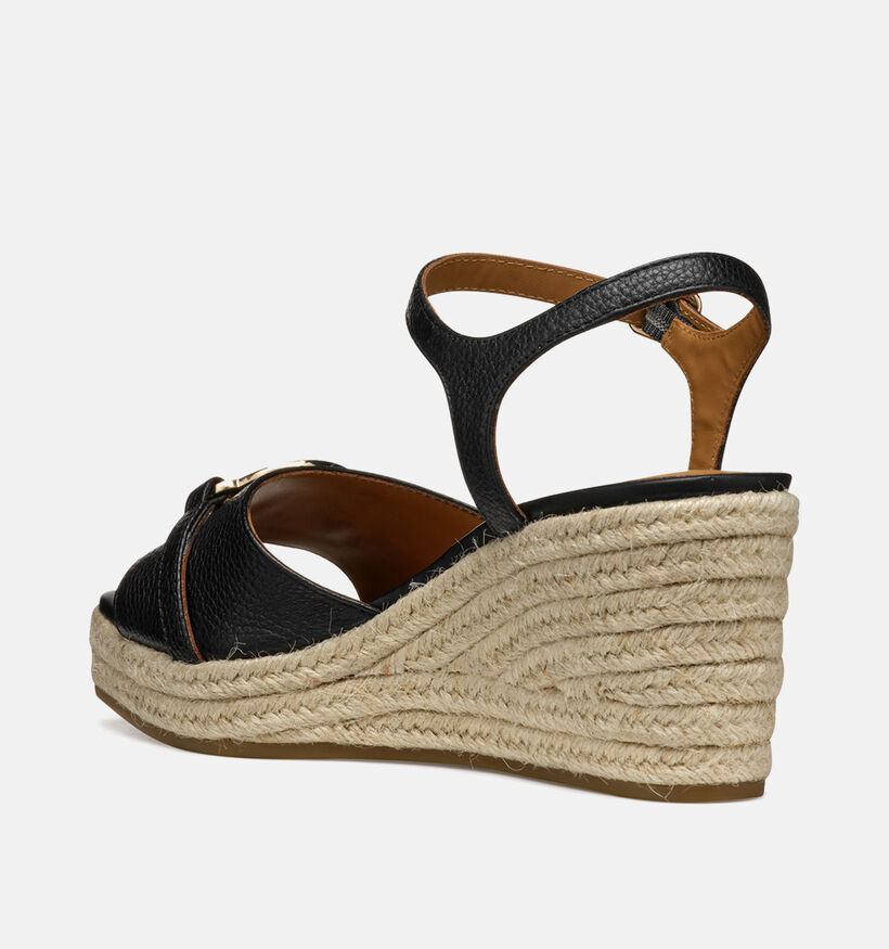 Geox Panarea Sandales avec talon compensé en Noir pour femmes (353778)