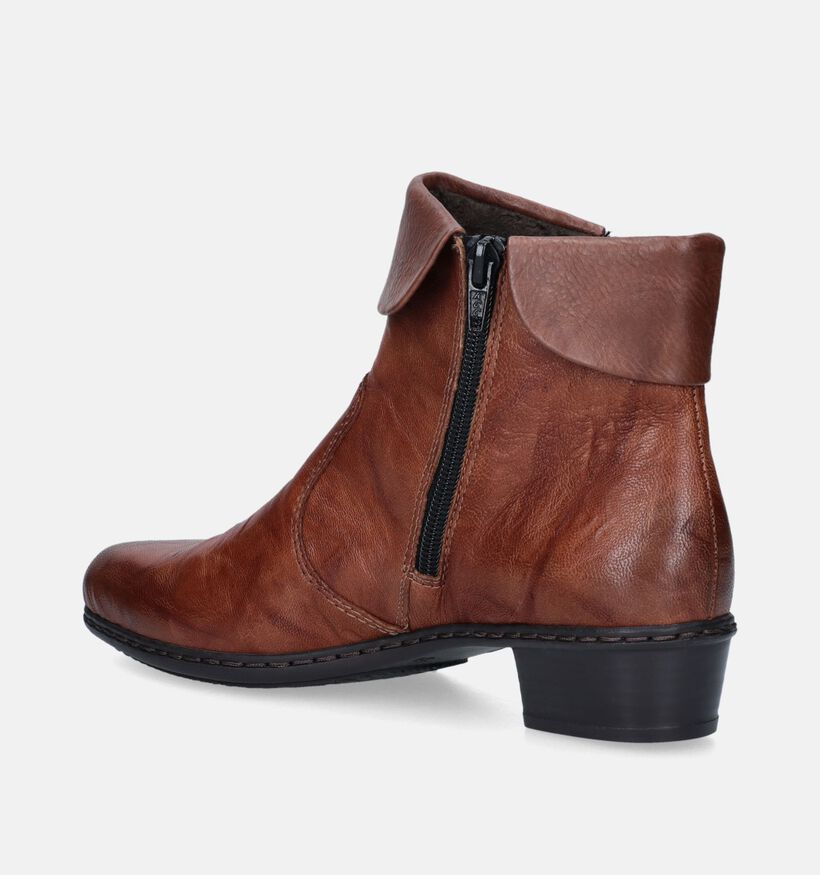 Rieker Cognac Enkellaarsjes met blokhak voor dames (347425)