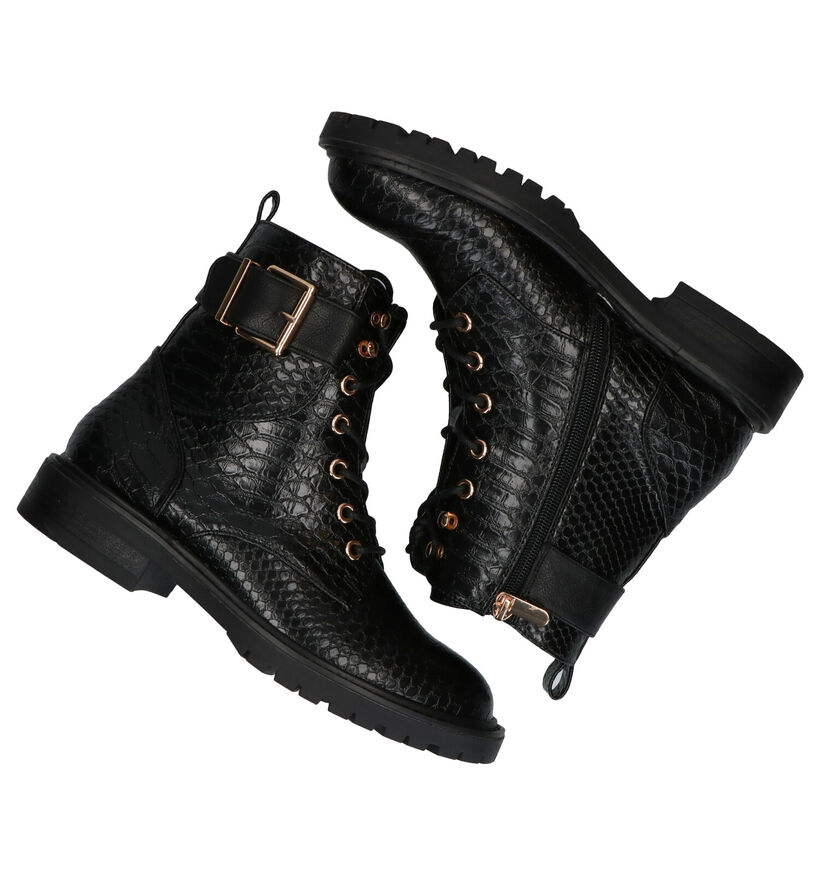 Youh! Boots à lacets en Noir en simili cuir (277410)