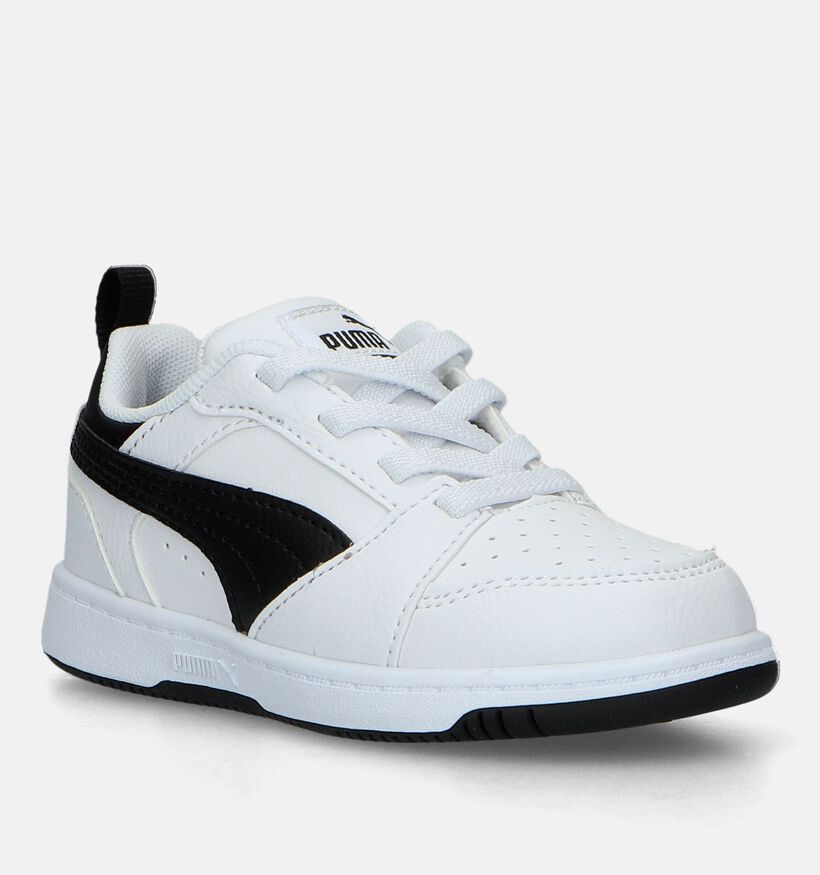 Puma Rebound V6 Lo AC Baskets en Blanc pour filles, garçons (334498) - pour semelles orthopédiques