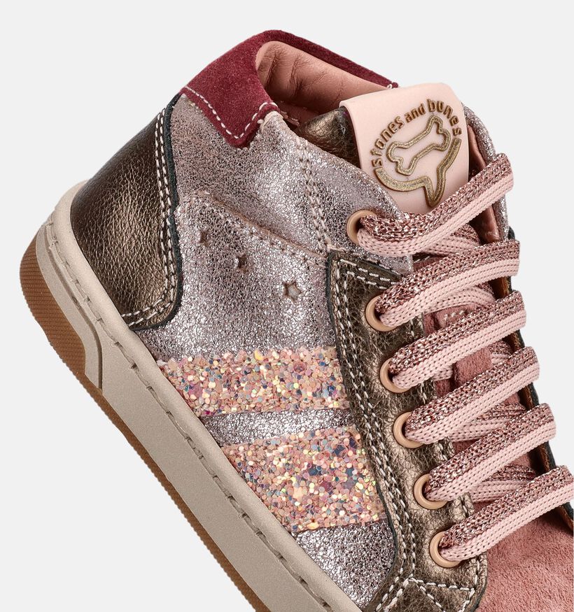 STONES and BONES Debby Roze Sneakers met Veter en Rits voor meisjes (381400) - geschikt voor steunzolen