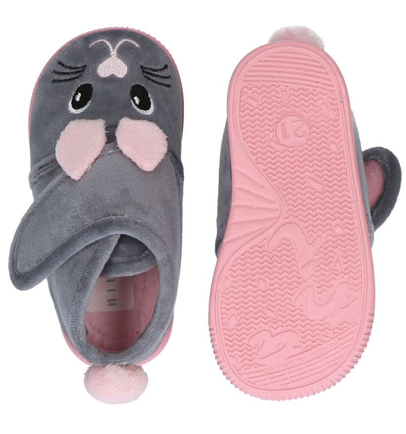 Milo & Mila Grijze Pantoffels in stof (283930)